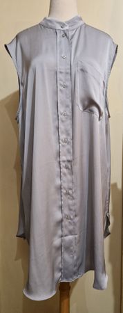 H&M Blusenkleid, hellgrau, ärmellos, Grösse XL, Sommer
