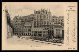 AK Lausanne, Ortspartie mit Blick auf Hotel