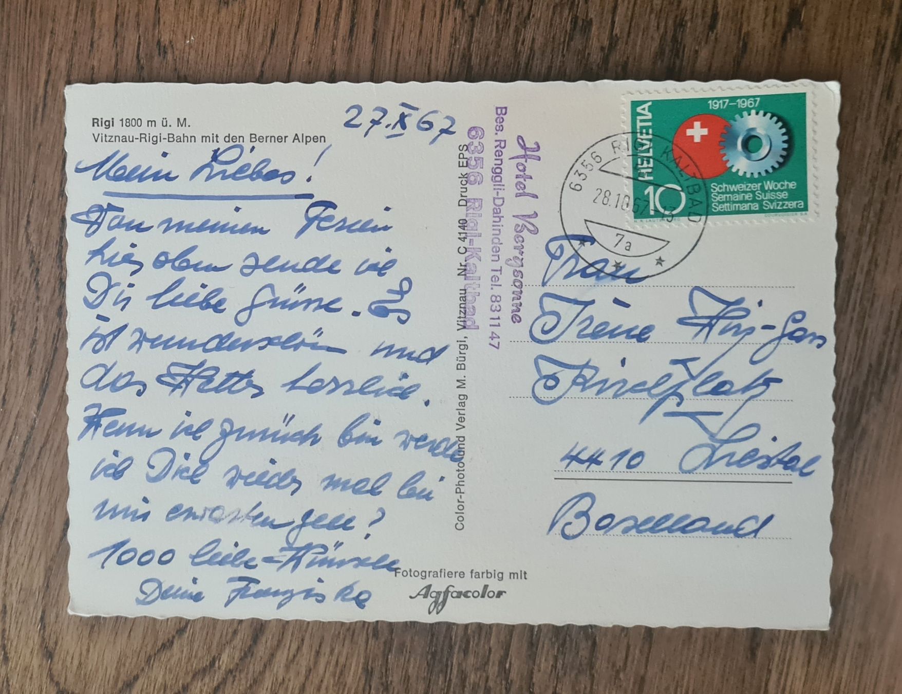 Cartoline postali: Vitznau-Rigi-Bahn 1967 – Usato da Ebikon venduto da Donar50 1