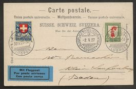 Flugpost Schweiz 1927 Zürich Basel Erstflug Luftpost 700.-