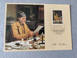 Karte mit Ersttagsstempel Albert Anker