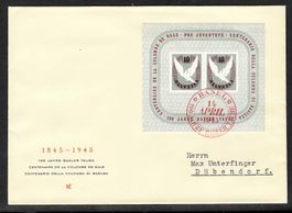 1945, W23+, Block Basel auf illustriertem FDC (14661)