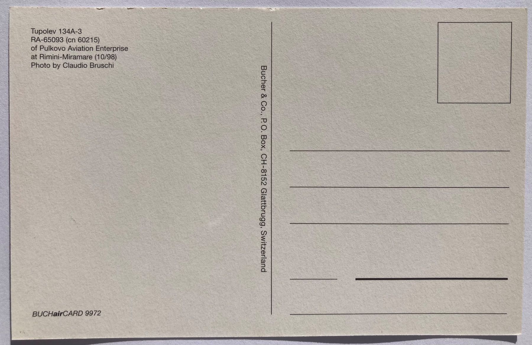 Cartoline postali: Postcard Tupolev 134A-3 Pulkovo – Usato da Lugano venduto da sel_x7bg 1