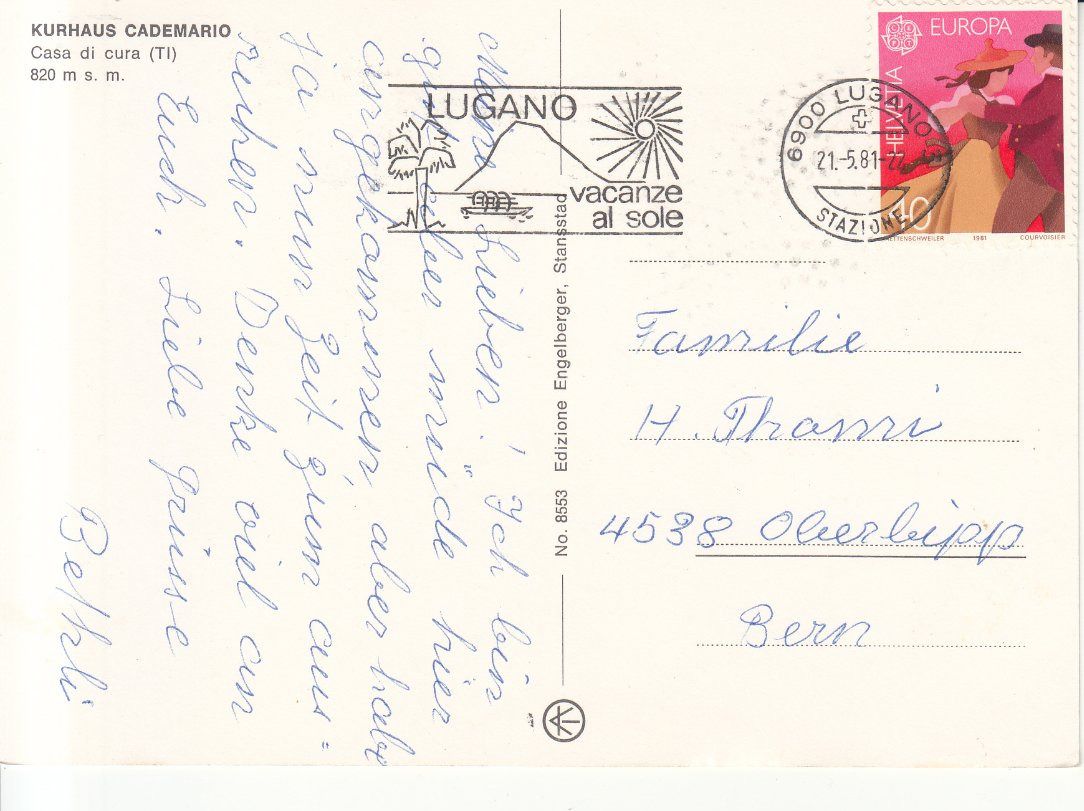 Cartoline postali: Cademario 1981 – Usato da Bürglen TG venduto da StampGraf 1