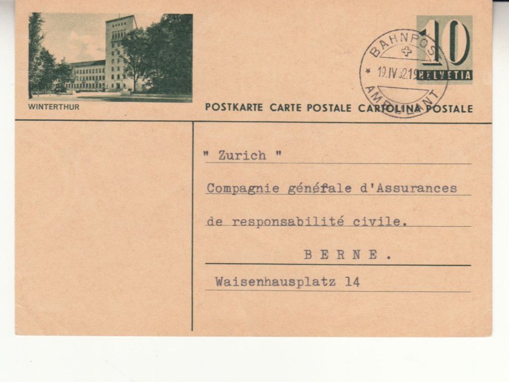 Tutti i francobolli: SGK 183.462 (Winterthur ) mit ST Bahnpost – Usato da Bürglen TG venduto da StampGraf