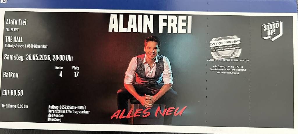 Biglietti: Alain Frei: Alles neu – Usato da menziken venduto da xaver76