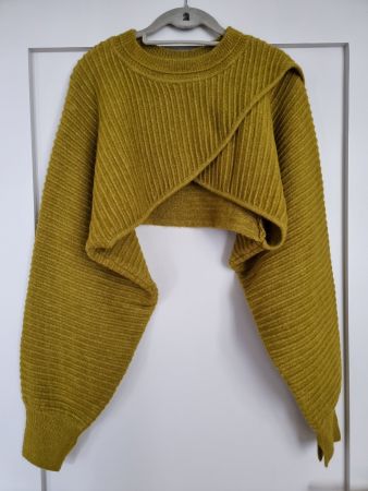 Senfgelber/grün Strick-Bolero - warm