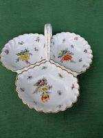 Servierschale Blumenmotiv Goldrand Porzellan dreiteilig