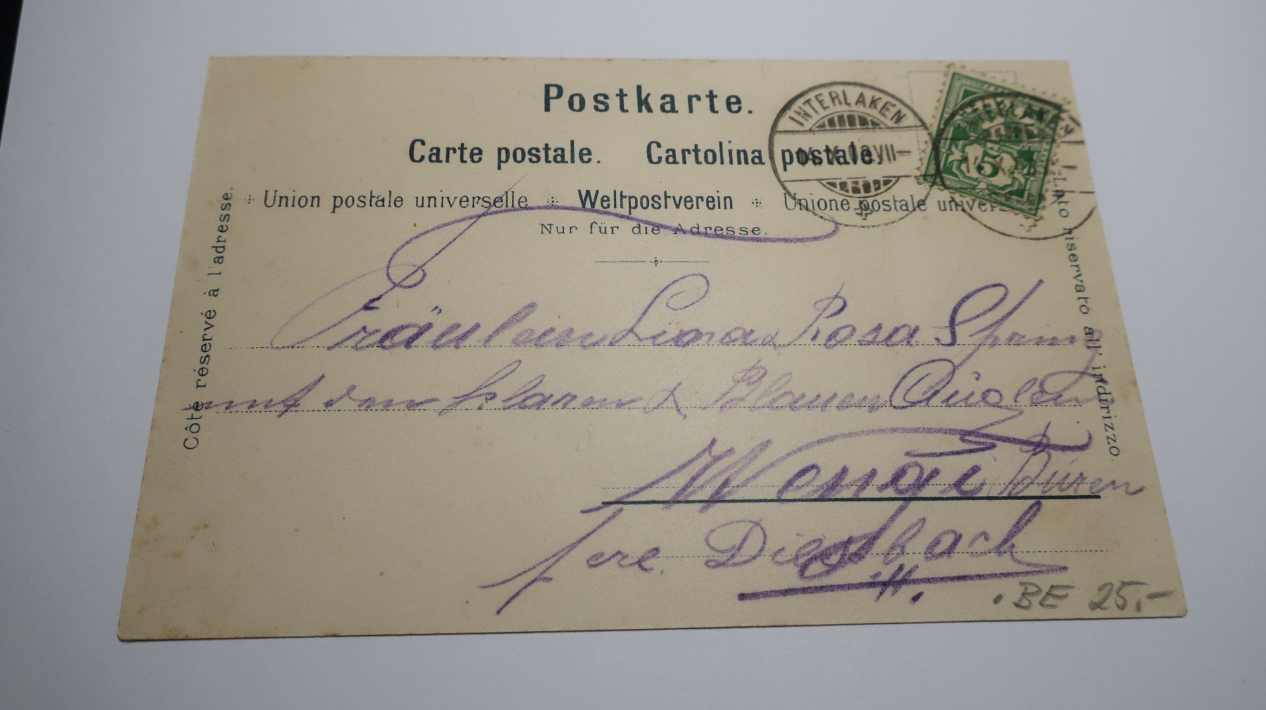 Cartoline postali: Gruss aus Interlaken  1903 – Usato da Cormoret venduto da Pascalll2001 3