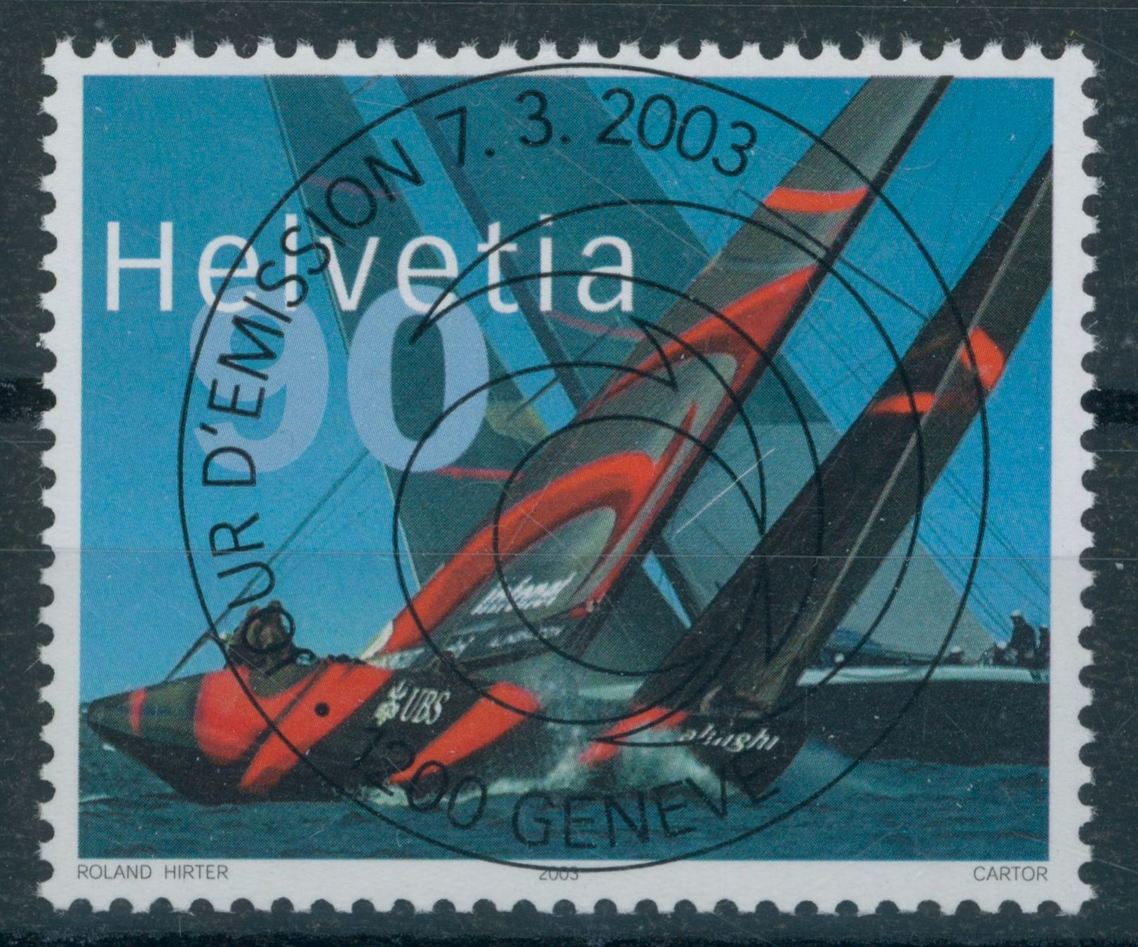 Tutti i francobolli: 2003 - Alinghi - Ersttag Voll Stempel ET – Usato da Schindellegi venduto da stationary