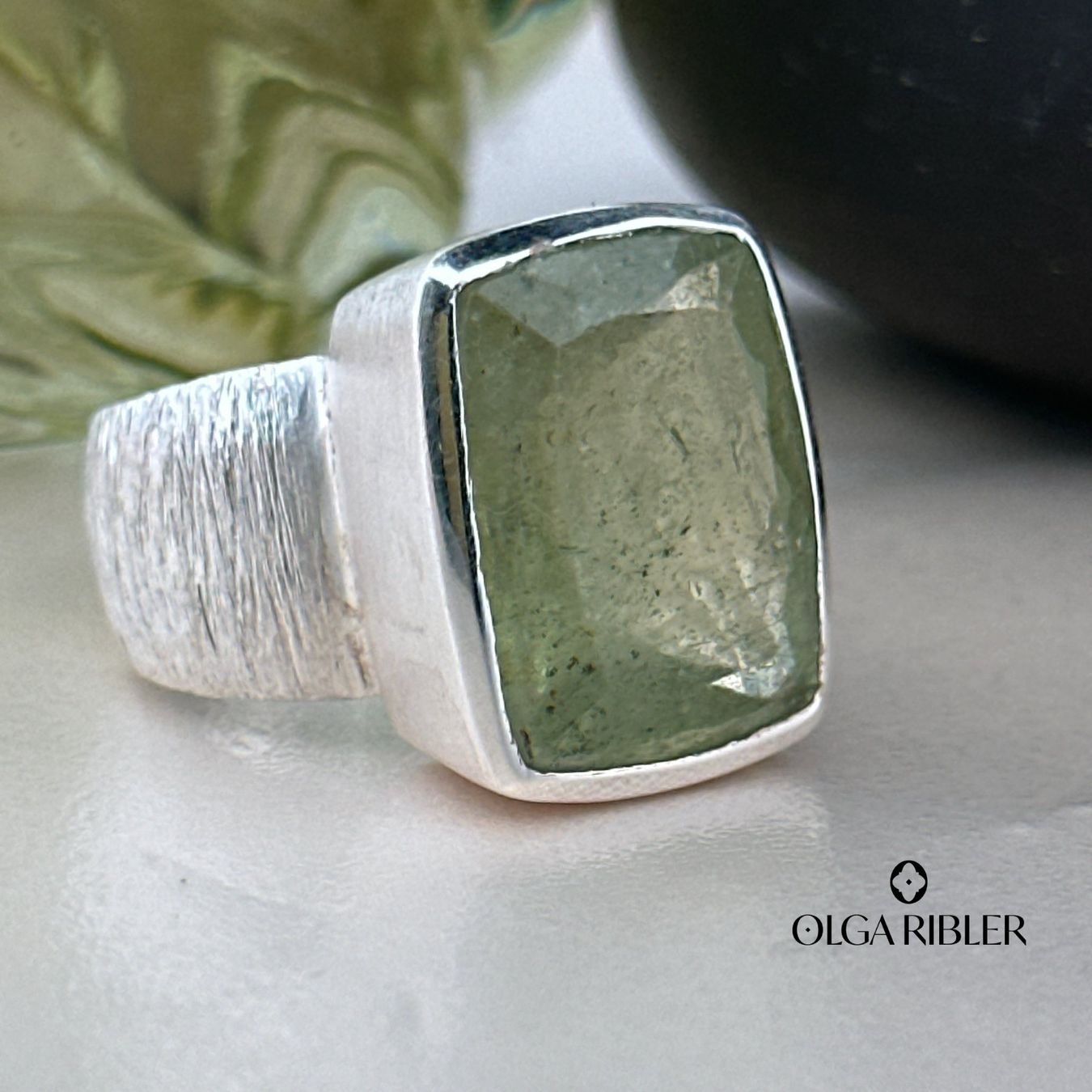 Olga Ribler Bagues: Statement-Ring mit Moos-Aquamarin Ringgrösse 59 – Neuf (Voir description) à Luzern par Schmuckoutlet 8