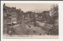 AK ca.1900 Lausanne Le Grand Pont et les Alpes🤩belebt TOP