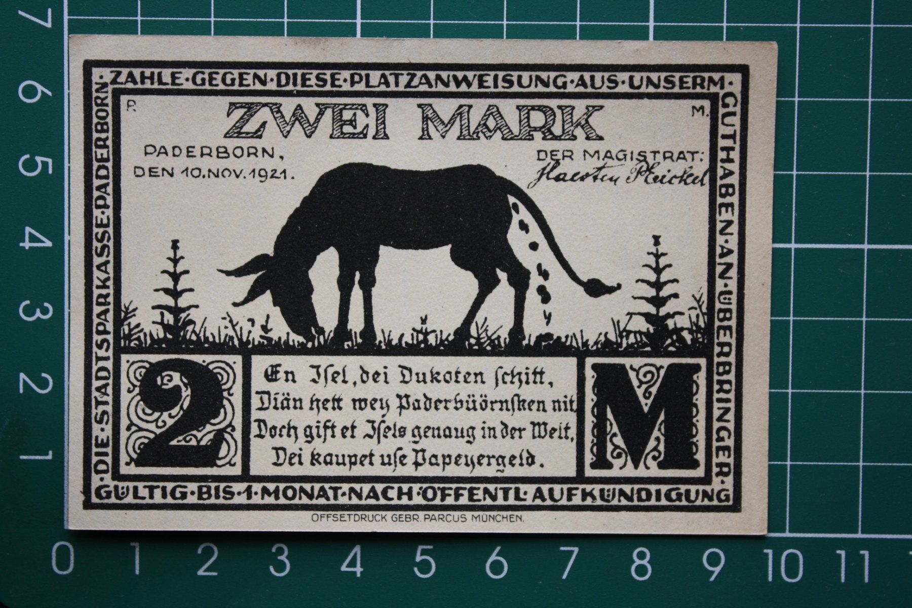 Banconote: currency  germany eselgasse paderborn 2 mark 1921 – Usato da Laupen BE venduto da Gufi57 1
