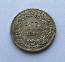 1851 50 Rappen ss-vz Silber *RAR*