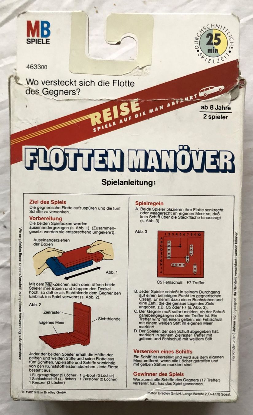 Spiele: FLOTTEN MANÖVER - MB Spiel - 1982 [Reiseformat] – Gebraucht aus Schaffhausen von durruti 5