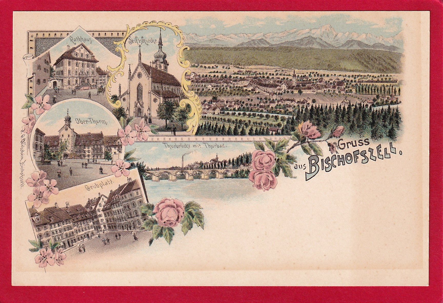 Cartoline postali: AK BISCHOFSZELL, LITHO – Usato da Grüningen venduto da Kartensammler