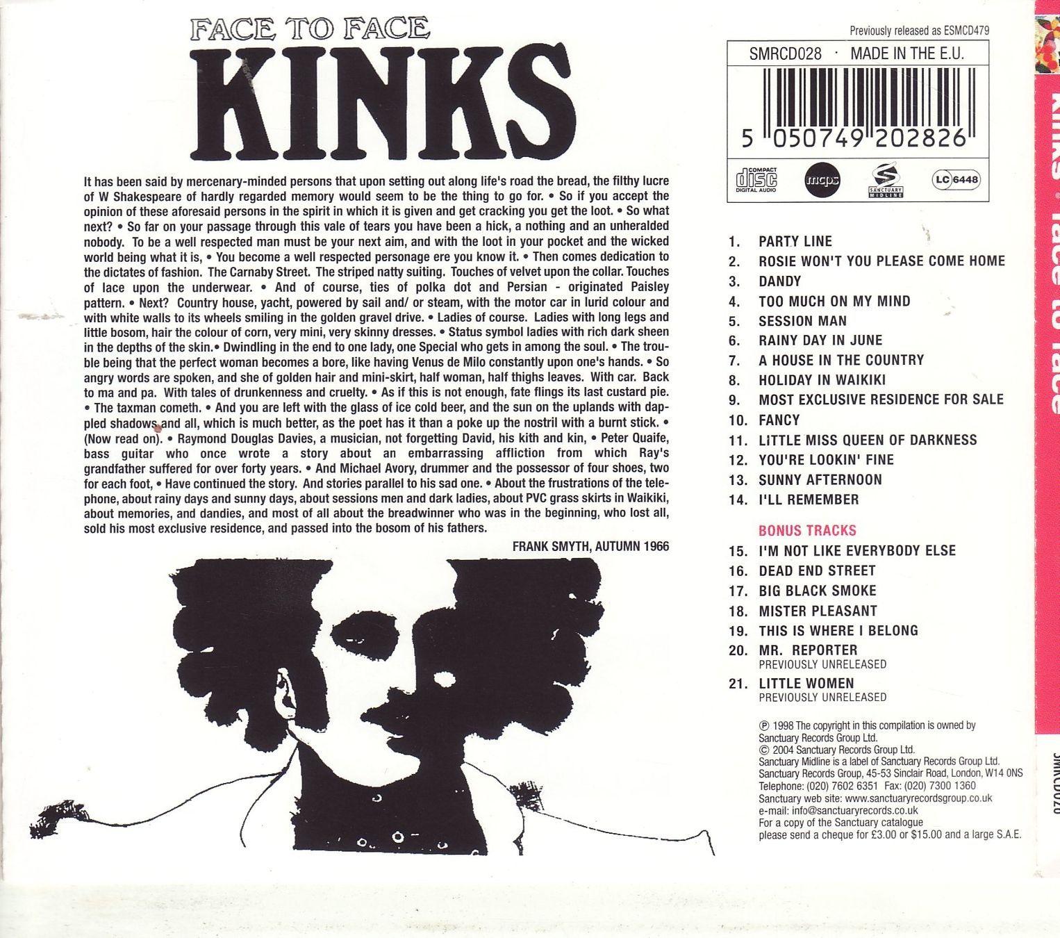 CD: The Kinks – Face To Face – Nuovo (secondo la descrizione) da Boussens venduto da catfood01 1