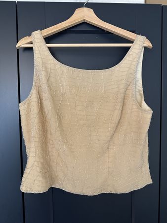 Festliches Top Gr. 52 mit Perlen bestickt, beige, C&A