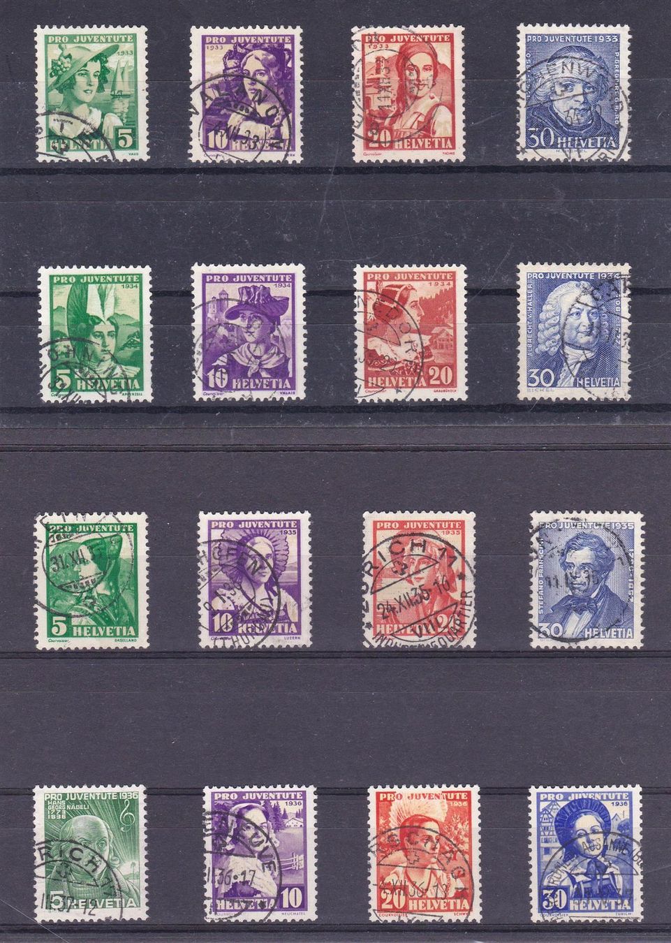 Alle Briefmarken: J65-80, gestempelt, SBK 85.- – Gebraucht aus Wenslingen von riger11