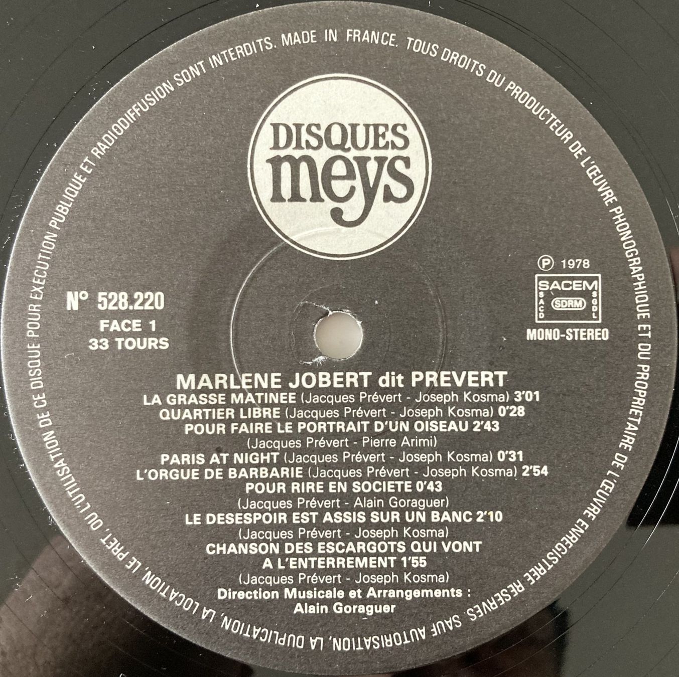 Dischi in vinile: MARLENE JOBERT - MARLENE JOBERT DIT PREVERT – Usato da Bottens venduto da hotter-than-hell 3
