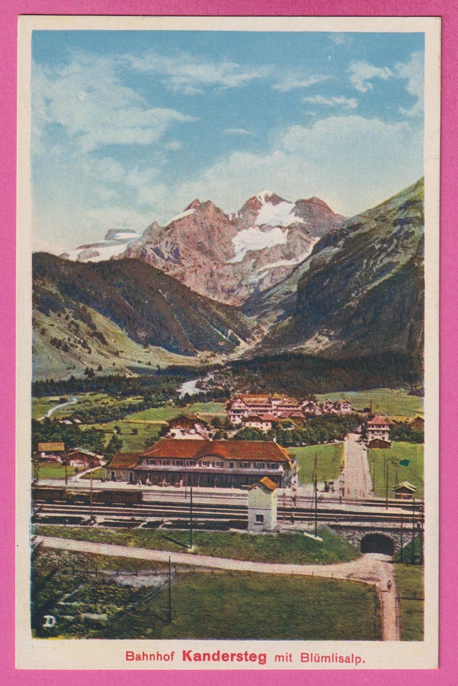 Cartoline postali: Bahnhof Kandersteg mit Blümlisalp – Usato da Einsiedeln venduto da dillie