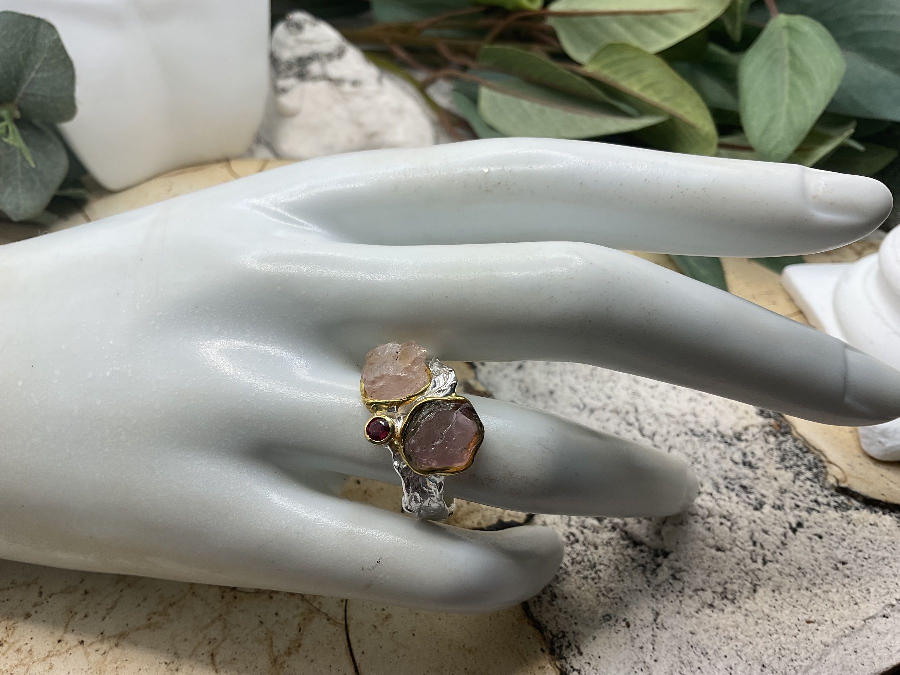 Ringe: Silberring mit rohen Turmalinen, Gr.56 oder 8 – Neu (gemäss Beschreibung) aus Luzern von S.Kern01
