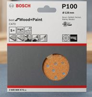 Bosch Schleifblatt C470, 125 mm P100 Multilochung Klett 5St.