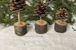 3er Set Baum Zapfen auf Baumstamm Self Made
