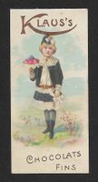 Chromo Chocolats Klaus: FILLE AVEC BOUQUET DE FLEURS (1910s)