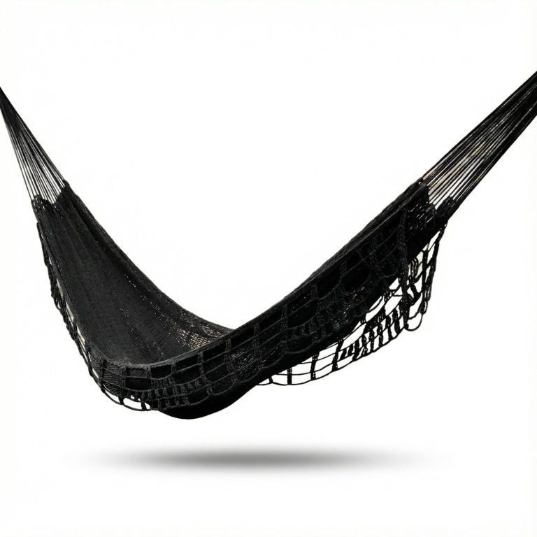 Amache: Large Hamac noir avec Macramé - Tissé Main en Coton – Nuovo e nell'imballaggio originale da Dübendorf venduto da Mayan-Dreams
