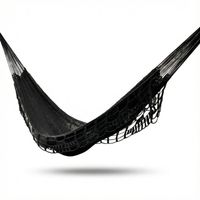 Large Hamac noir avec Macramé - Tissé Main en Coton