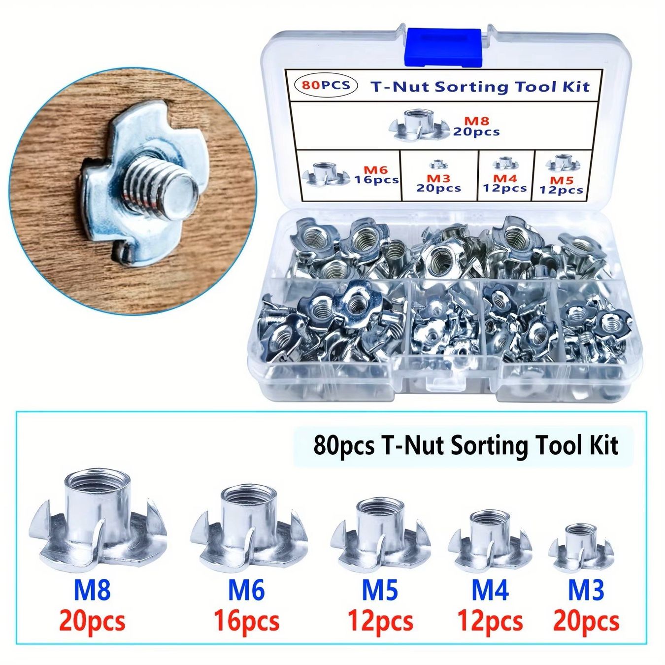 Eisenwaren: 80X Einschlagmuttern mit 4 Einschlagspitzen M3 M4 M5 M6 M8 – Neu und originalverpackt aus Teufenthal AG von boebe071 3