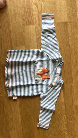 Bornino Baby Langarmshirt geringelt mit Fuchstasche, Gr. 74