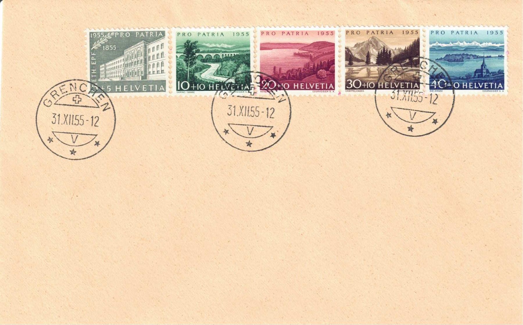 Tutti i francobolli: Pro Patria Satz 1955, schön gestempelt – Usato da Olten venduto da Pjotr8