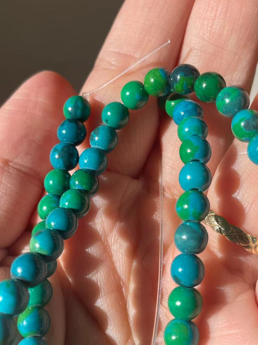 Catenine: Chrysocolla Perlen Strang 6mm Ca.38cm – Nuovo e nell'imballaggio originale da Schiers venduto da sisikristall 1