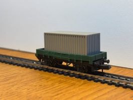 L1910: Flachwagen mit Container (Spur N)