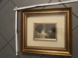 Quadro dipinto con cornice dorata