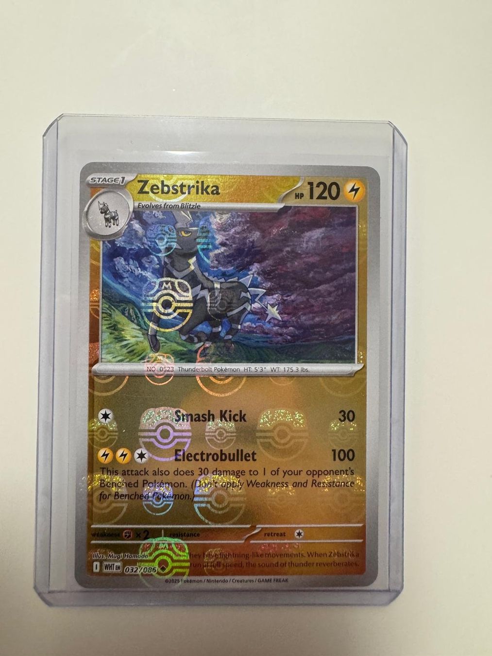 Pokémon Sammelbilder & Trading cards: Zebstrika | Reverse Holo Masterball | WHT 032/086 | EN – Gebraucht aus Spreitenbach von Snacky96