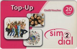 20 CHF sim2dial - seltene Prepaid Telefonkarte