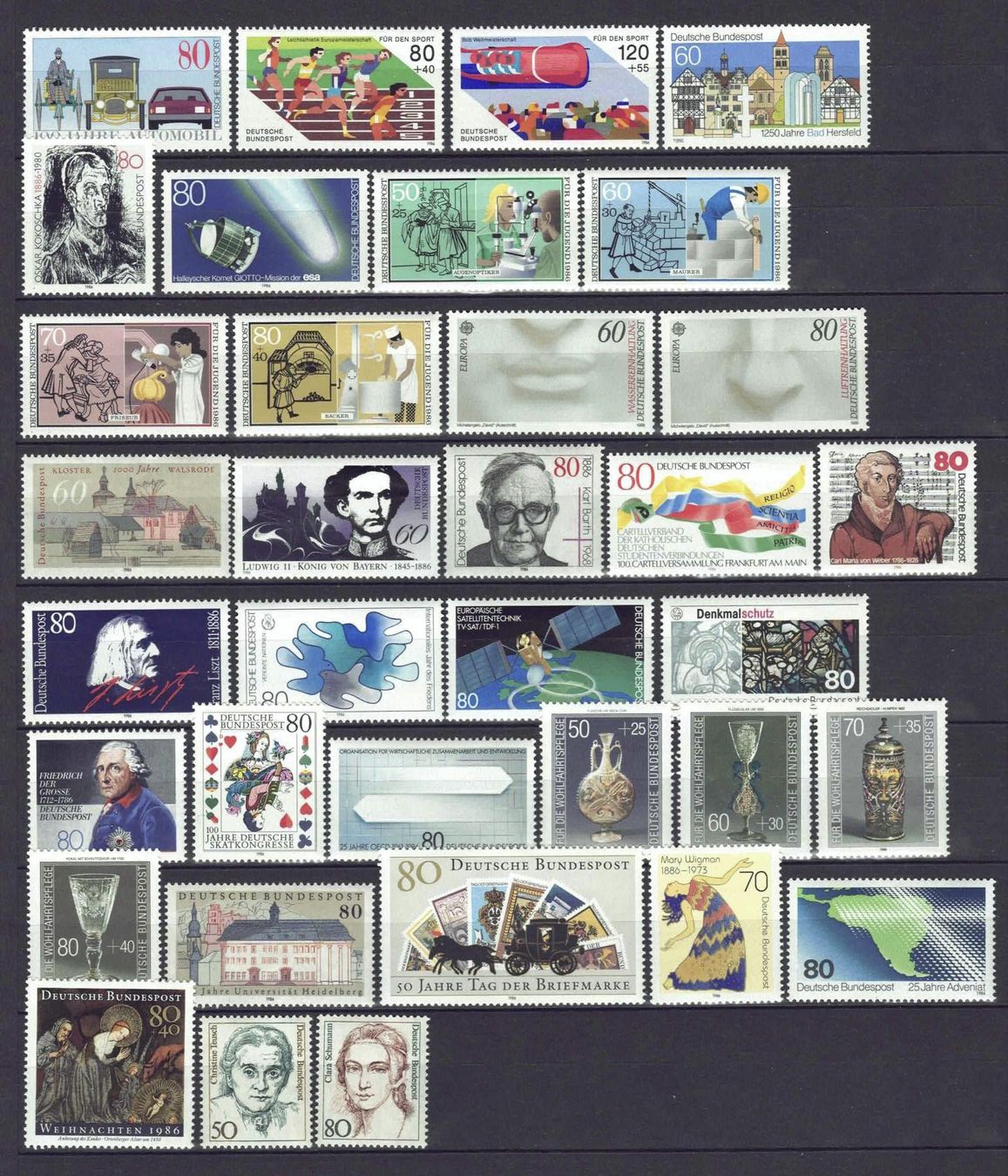 Alle Briefmarken: Deutschland kompl Jahr 1986 postfrisch** – Gebraucht aus Basel von Pfefferschootte