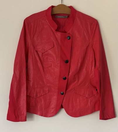 Sandwich Blazer Gr. 40 / M rot Metallic Jacke Damen Coating
