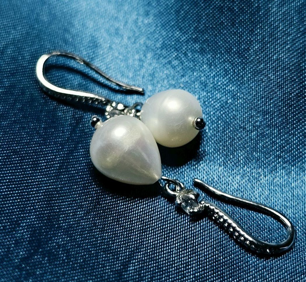 Orecchini pendenti & Orecchini a lobo: Versilberte 925 Ohringe mit echten Perlen c.a.10 mm – Nuovo (secondo la descrizione) da Grenchen venduto da maretop 4