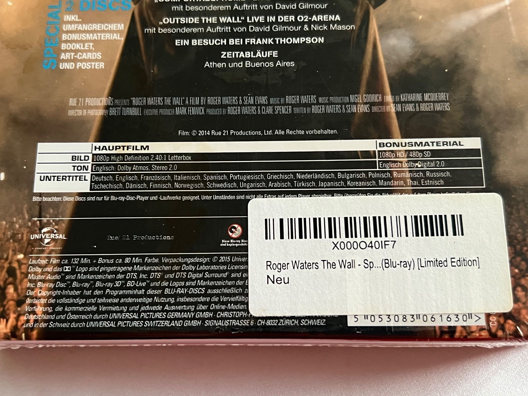 Tutti i DVDs: Roger Waters - The Wall / BR DVD, 2 Disc Special Edition,OVP – Nuovo e nell'imballaggio originale da Schaffhausen venduto da Mond689 2