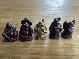 Buddha Figuren Set, 5-teilig, Glücksbringer für Zuhause