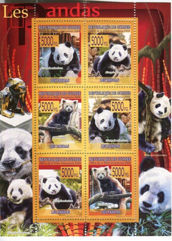 Tutti i francobolli: Block Grosse Panda & Kleine Panda. Guinea-Bissau – Nuovo e nell'imballaggio originale da Basel venduto da Butsch5