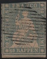 10 Rp. Strubel mit sauberem Rautenstempel