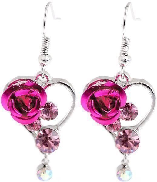 Orecchini pendenti & Orecchini a lobo: Ohrringe HERZ Silber Rose Pink + Rosa mit Regenbogen Strass – Nuovo e nell'imballaggio originale da Langnau am Albis venduto da Zauberw 1