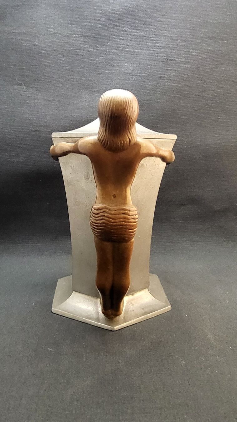 Statuette: Antike Zinnkanne mit figürlichem Griff – Usato da Basel venduto da spinne02 5