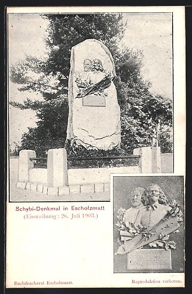 Cartoline postali: AK Escholzmatt, Am Schybi-Denkmal – Usato da Berlin venduto da bartko-reher