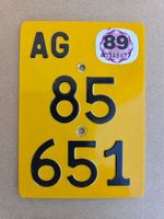 Velonummer AG 89 gelb Mofanummer Mofaschild Plaque Mofa